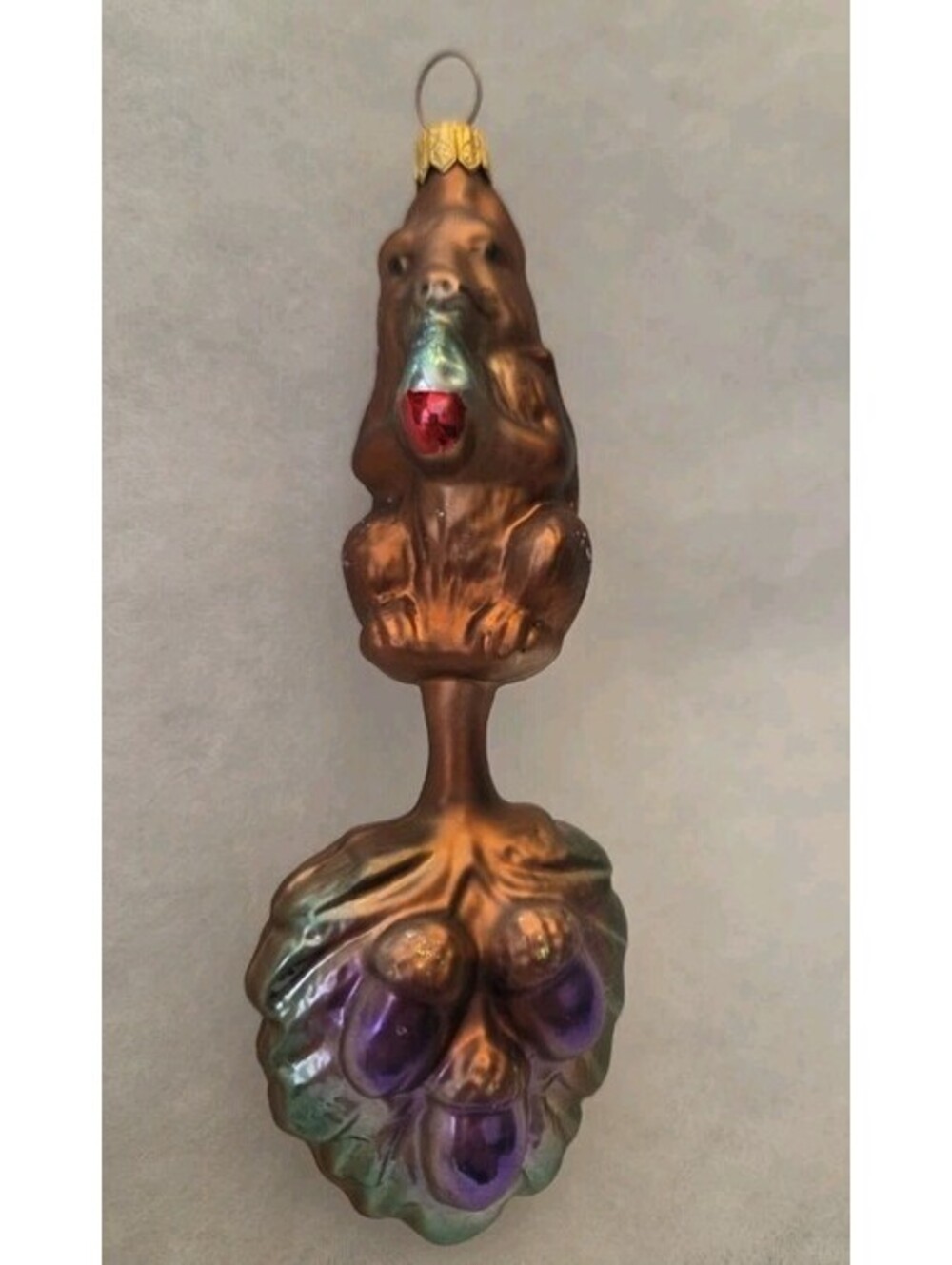 Christopher Radko Squirrelling Away Squirrel Glass Ornament, Handpainted, Mint!